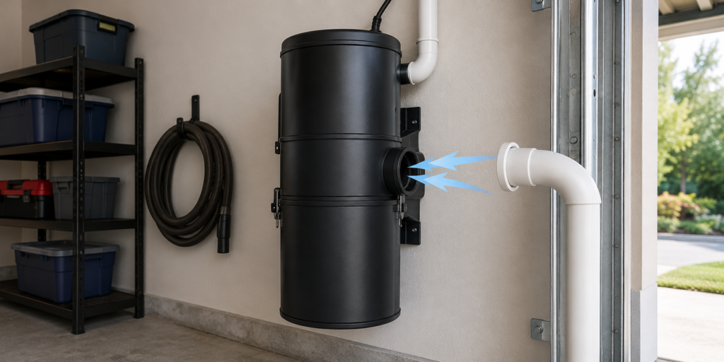Central vacuum power unit being tested for suction at the main unit.