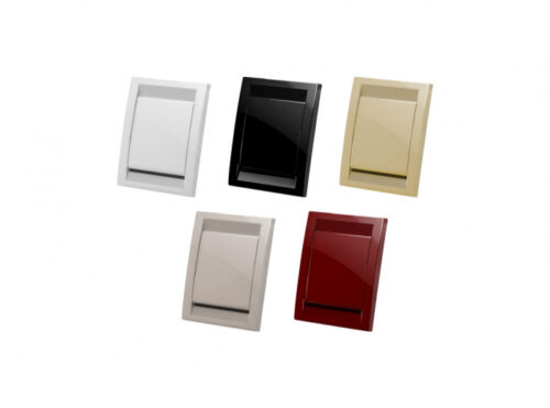 Decovac glossy central vacuum wall inlets in black, gray, red, white and almond