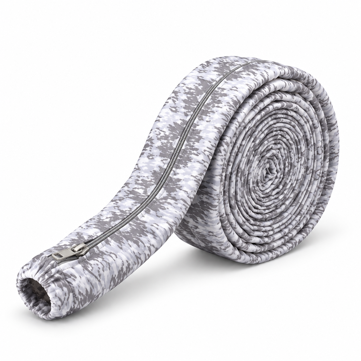Hose Image 1 Zippered central vacuum hose cover in grey pattern on white background